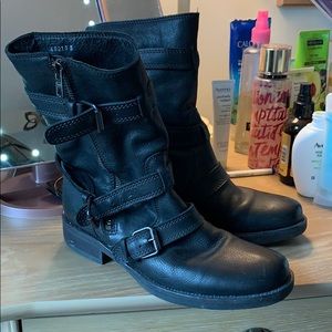 J. Crew black leather moto boots sz 5